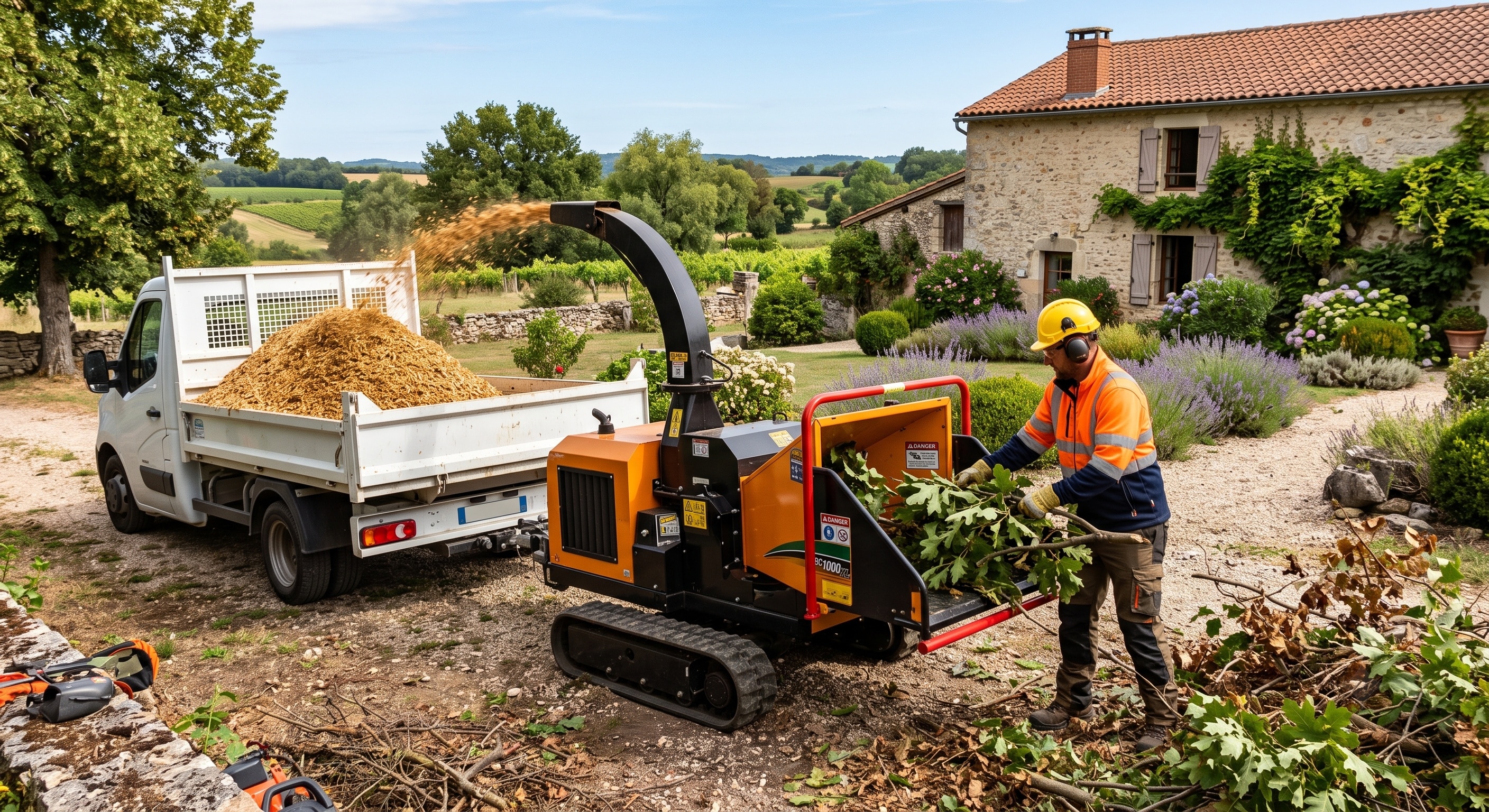 Broyage de végétaux à Donzy
