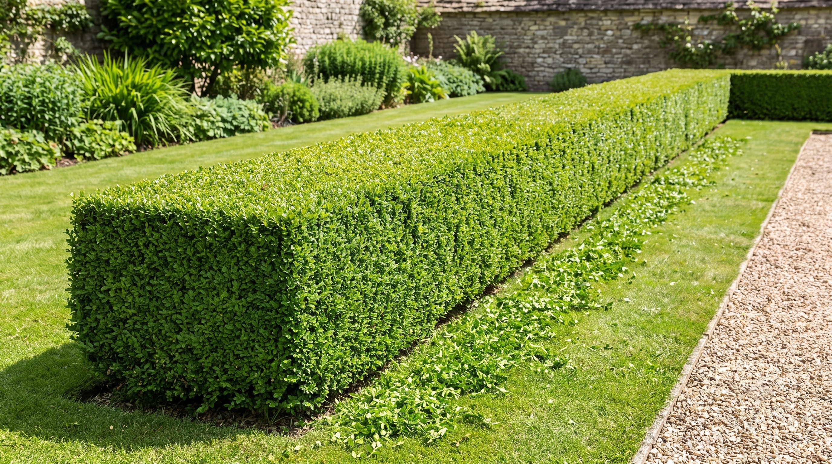 Taille de haie soignée dans un jardin du 58