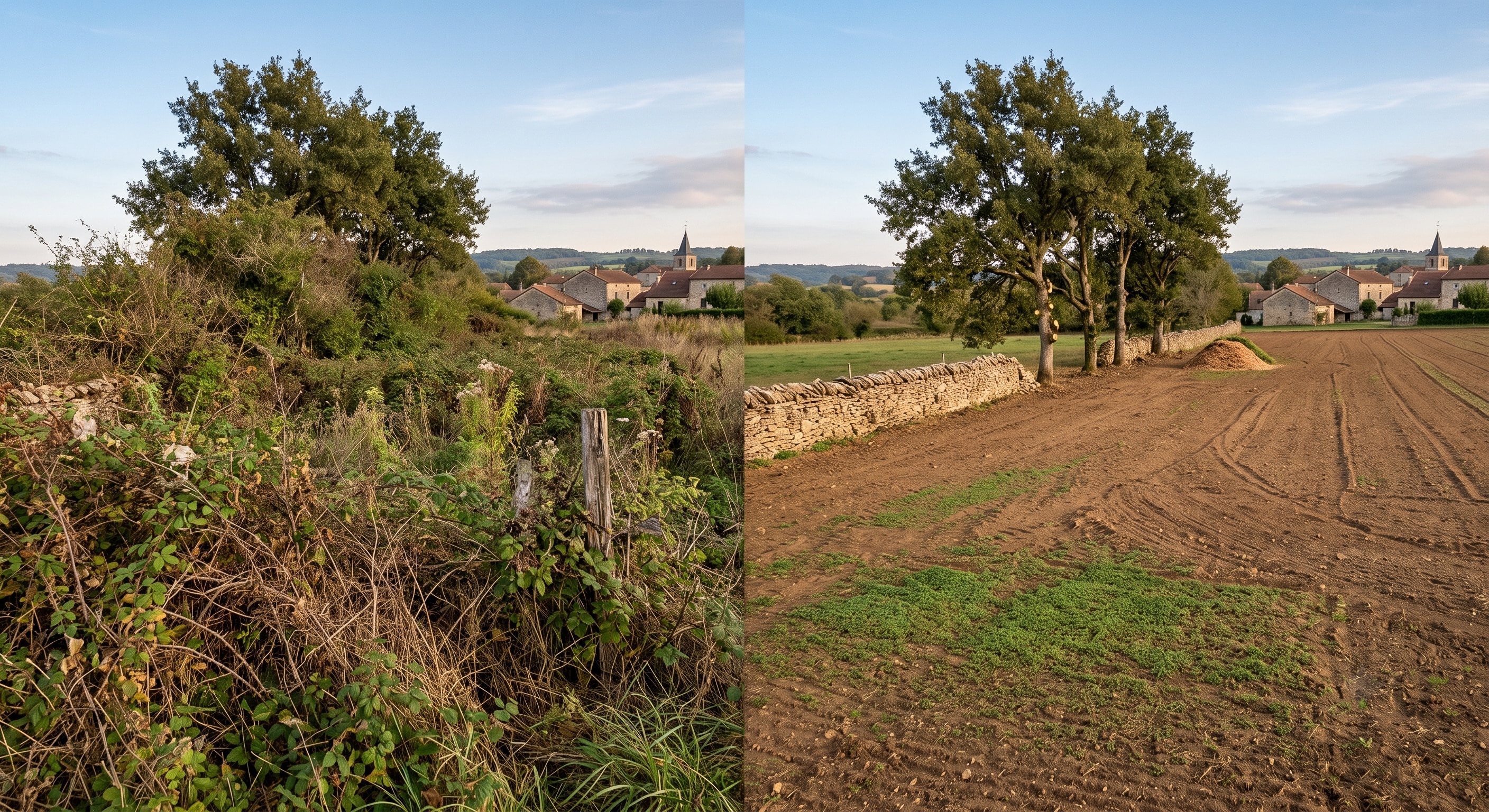 Terrain débroussaillé et nettoyé dans la Nièvre